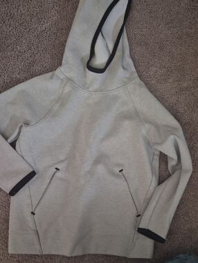 Light Gray Hoodie Sweater with Black Trim